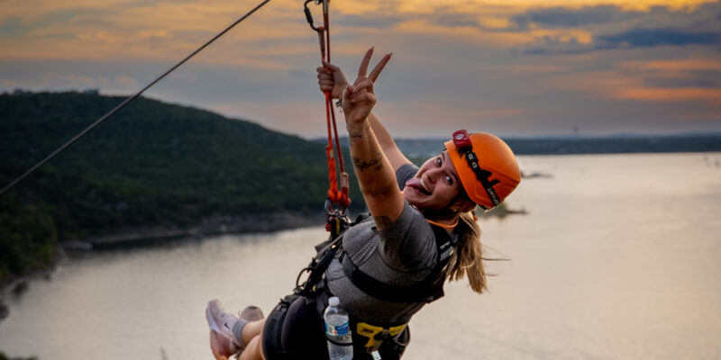 Zipline at sunset
