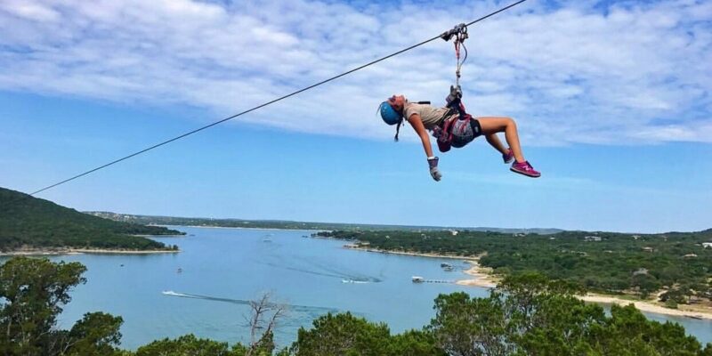 Person Zipping down Line